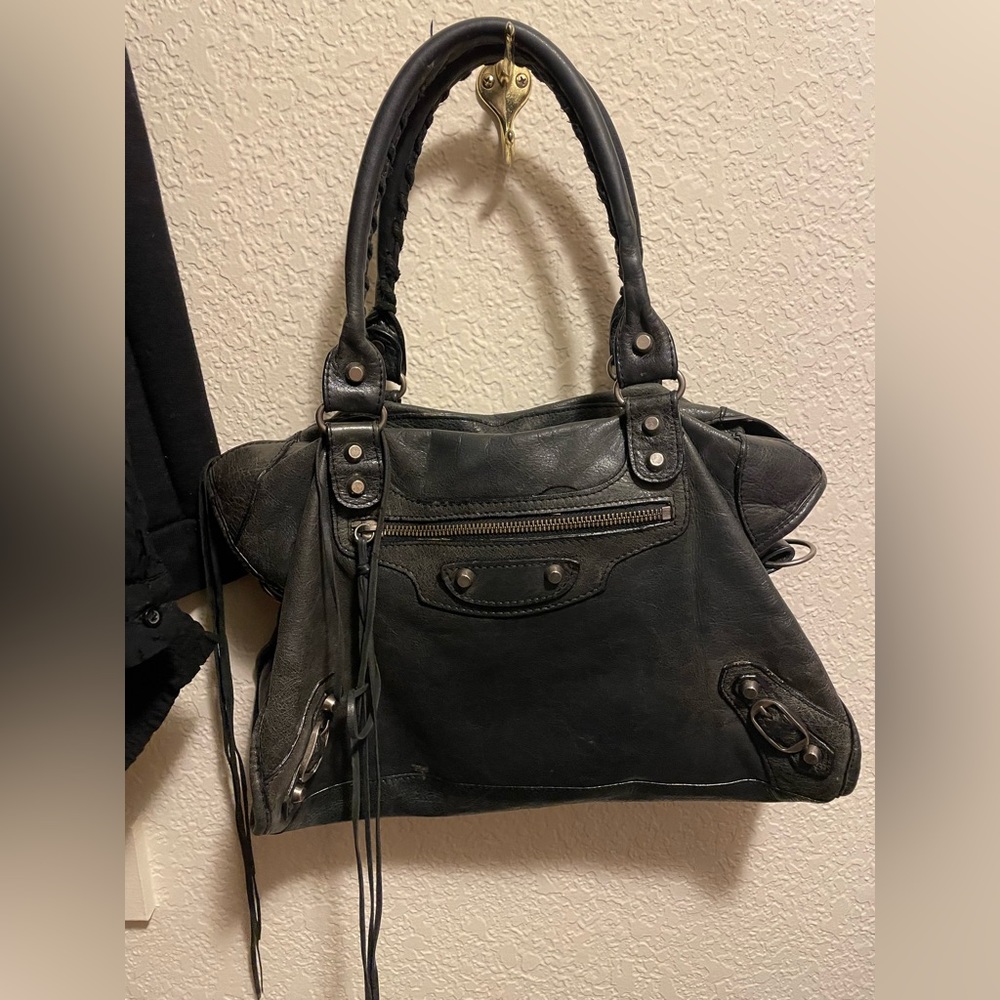 Black small Balenciaga Motocross bag